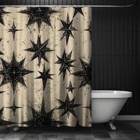Whimsical Witch Star Shower Curtain, Gothic Witchy Bathroom Decor, Celestial Dark Stars Shower Curtain, Mystical Bathroom Decor W90xH180cm