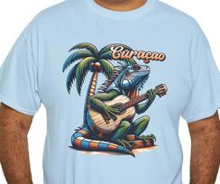 Curaçao Iguana Playing Guitar Under A Palm Tree T shirt 2XL
