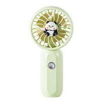 Rankinis ventiliatorius, animacinio stiliaus pandos dizainas, mini nešiojamas USB įkraunamas ventiliatorius su pakabinamu karabinu, lengvas, tylus variklis, keli vėjo greičiai, vėsinantis ventiliatorius A beige