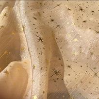 Glitter Bronzing Star Moon Organza Fabric Crepe Tulle By Half Meter For Making Bride Veil Home Party Festive Backdrop Decoration 150x50cm