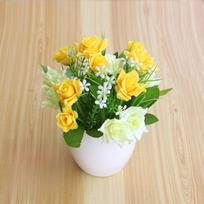 Mini Rose Artificial Potted Plant Fake Plants Plastic False Plants Ornament Multicolor Faux Flower Bonsai Wedding Arrangement