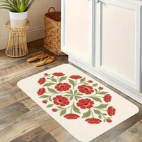 1PC Cherry blossom Kitchen Rug Non-Slip Door Mat Pop design Bathroom Rug Bath Mat Carpet for Home Sink Laundry Decoreeree 40cm x 60cm