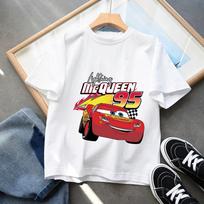 Summer 2026 Summer New Car Lightning McQueen All Matching T-shirt Clothes Around Short-sleeved Boys and Girls 110 gray