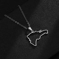 Dominican Republic Map Flag Pendant Necklace for Women Stainless Steel Jewelry Gift
