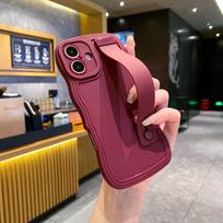 Cute Wave Wrist Strap Holder Bracket Stand Phone Case For For Iphone 16 15 14 13 12 11 Pro MAX Plus Candy Color Soft Silicone Cover For iPhone 13