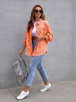Women's Solid Color Mid-Length Ripped Denim Jacket with Long Sleeves - European and American Style Large