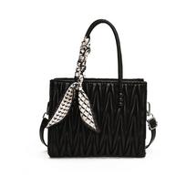 Handheld women's bag new pleated versatile shoulder tote bag large capacity solid color simple messenger bag one size fits all juoda