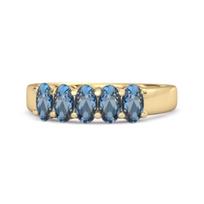 London Blue Topaz Oval Five- 925Stone Ring - 925 Sterling Silver Gold Vermeil 11.5