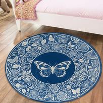 Butterfly Clock Classical Round Area Rug,Carpet Rug for Living Room Bedroom Sofa Playroom Decor,Non-slip Floor Mat78 80cmx80cm