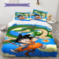Son Goku Pattern Bedding,Quilt Set Quilt Cover Pillowcase Home Birthday Gift (1 * duvet cover + 2 * pillowcase, without core) 135x200cm