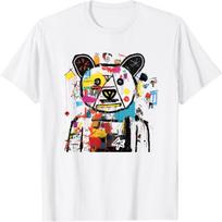 Vibrant Bear Graffiti Urban Street Style T-Shirt S balta
