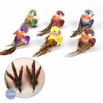 6PCS DIY Accessories Artificial Birds Mixed Color Artificial Bird Model  Home Decoration claw