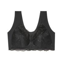European Lace Front Buckle Plus Size Wireless Push-up Camisole Bra – Sexy Seamless with Beautiful Back Design 2XL juoda