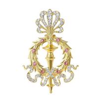 Elegant Vintage Scepter Rhinestones Brooch for Women Men Unisex Creative Party Pin Alloy Gift Clothing Accessory rožinė