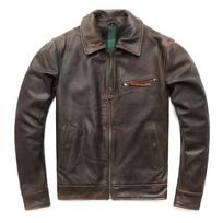 Super Men Leather Jacket Thick Soft Natural Cowhide Real Leather Coat 2XL