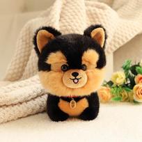Adorable Big Head Corgi Plush Toy Kawaii Lifelike Stuffed Animal Dog Doll Shiba Inu ChowChow Yorkshire Bichon Husky about 20cm black