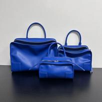 Women's Bag 2026 New Style Lazy Loose Cowhide Commuter Toast Computer Large Briefcase Boston Small size 22x13x9cm mėlyna