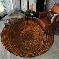 3D Wood Grain Round Rug Non-slip Carpet for Living Room Bedroom Sofa Playroom Pet Friendly Home Decor Gift 80x80cm