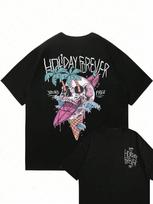 Ice cream skull print tshirt mens 100 cotton tshirt fashion large size top casual short sleeve street trend new tshirt S