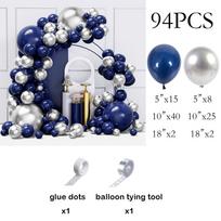 Navy Blue Balloons Garland Bule Silver Balloon Arch Kit Baby Shower Graduation Wedding Anniversary Kid Birthday Party Decoration As Picture