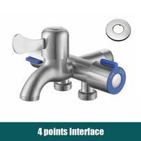 Stainless Steel Multi-Function One Into Three Out Washing Machine Faucet Three Control Domestic Diverter Four-Way Triangle Valve as the picture
