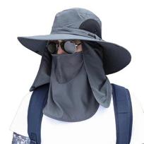 Men Fisherman Hat Wide Brim Breathable Mesh Design Quick-Drying Bucket Hat with Neck Shawl Face Guard Outdoor Fishing Hat tamsiai pilka spalva