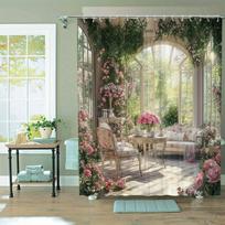 Exquisite Flower Pattern Shower Curtain Suitable For Room Home Hotel Machine Washable Curtains Bathroom W60H190(CM)-1 Pcs