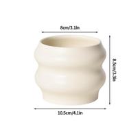 Small Ceramic Flowerpot Cream Colored Succulent Plant Pot Desktop Green Plant Potted Decoration Ins Style Home Ornament Decor