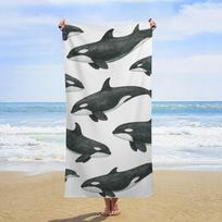 Large Beach Towel Featuring Design of Orca Whales,Highly Absorbent And Quick-Drying,Perfect for Summer Activities Like Swimming 27x55inch 70x140cm&1pc