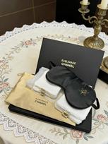 SUBLIMAGE CHANEL Beauty Travel Set, Satin Sleep Eye Mask, Cosmetic Pouch & Face Towel Gift Box, Luxury Brand Beauty Accessory