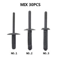 30Pcs Black Plastic Rivet Clip Retainer Fastener Blind Rivets Head Break Mandrel Blind Nail Rivets For BMW VW Chrysler Ford juoda