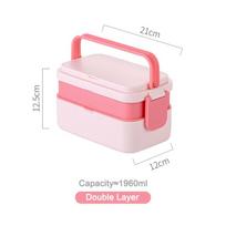 Magic Bento Box Double Layer Lunch Box Meal Prep Containers Camping Hiking Outdoor Portable Tiffin Box Handle Travel School Kid white