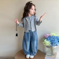Girls' 2025 Spring/Autumn Fashion Vest Three-Piece Set 110 cm