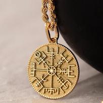 Žavesys Vegvisir Kompaso Pakabukas Karoliai Aukso/Sidabro Spalvos Vikingų Rūnos Pakabukas Vegvisir Amuletas Dovana Jam Jai, Vikingų Papuošalai 50cm