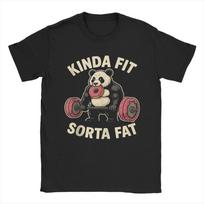 en's T-shirt Kinda Fit Sorta Fat Fun Gym Panda Weightlifting Dunat Casual Men's and Women's Short sleeved T-shirt Round neck Top S