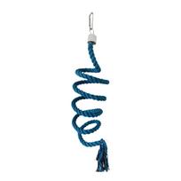Bird Spiral Rope Perch 150cm Multipurpose Pet Supplies Cotton Climbing Toy for Finches Canaries Budgerigars Conures Small Birds mėlyna