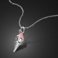Fashion Cute 100% 925 Silver Jewelry Pink Ice Cream Pendant Necklaces 16-18 inch Women Girl Charm Fine Choker Gift 41cm 16 inches