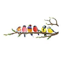 Birds on The Tree Branch Wall Sticker Removable Peel And Stick Wall Decal Self-Adhesive Wall Mural Art for Bedroom Kitchen Playroom Nursery Room 1pc