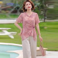 Elegant Chiffon Two-Piece Wide-Leg Pants Set XL gray