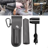 drill bit Survival Wrench Manual Tool Punch Screw for Camping Outdoor Hiking Gray PU Leather Bag