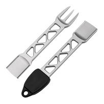 10 in 1 Titanium Alloy Mini Camping Utensil Multi Functional EDC Fork Compact Portable Outdoor Eating Tool