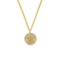 Pendant - diamond-accented gold coin spinner cuban link necklace - jewelry