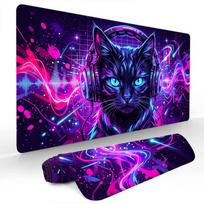 Cyber Neon DJ Black Cat Mouse Pad Large Computer Office Game Table Mats Rubber Antislip XXL mouse mat HDP Long Desk Pads 800x300x2mm