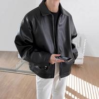 Men's Retro PU Leather Motorcycle Jacket - Casual Loose Fit, Autumn/Winter Style Medium