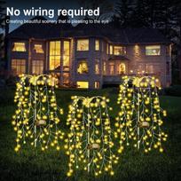 6 vnt saulės fejerverkų lemputė, vandeniui atspari gluosnio medžio fejerverkų lemputė LED sodo dekoravimo vejos šventinė styginė fėjos šviesa 120LED Warm White-1PCS