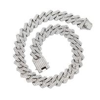 20MM Diamond-Cut Cuban Chain Necklace & Bracelet - Sparkling Hip Hop Streetwear Accessories 8 inch sidabras