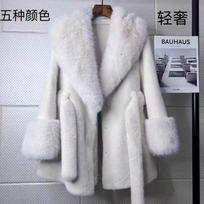 2025 new big fur collar long slim jacket mink imitation fox fur plush coat high fashion version L