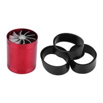 Aluminum Car Air Intake Turbonator Dual Fan Turbine Super Charger Gas Fuel Saver Turbo Red black