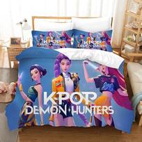 Kpop Demon Hunters Duvet Cover Set Cartoon Anime Rumi Zoey Mira HUNTR X Bedding Set Quilt Cover Pillowcase Bed Set Twin King EU King 240x220cm