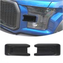 Carbon Front Side Grille Headlight Corner Cover Trims For Ford F150 Raptor 15-20